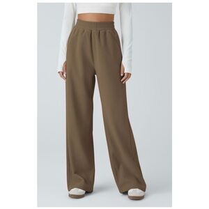 NWT HALARA High Waisted Pocket Straight Leg M Corduroy Pants Medium Brown